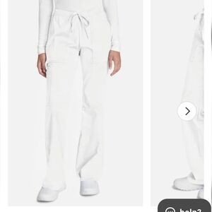- Cherokee white wide leg straight cargo tie waist uniform/scrub pants